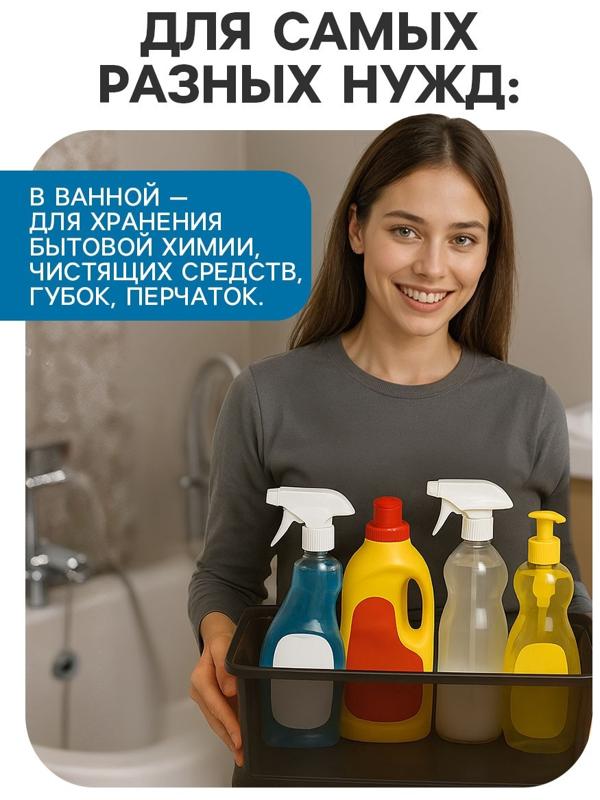 Ящик пластиковый для хранения, с крышкой, объём — 10 л, прозрачно-чёрный