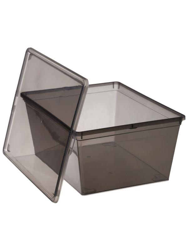 Ящик пластиковый для хранения, с крышкой, объём — 10 л, прозрачно-чёрный