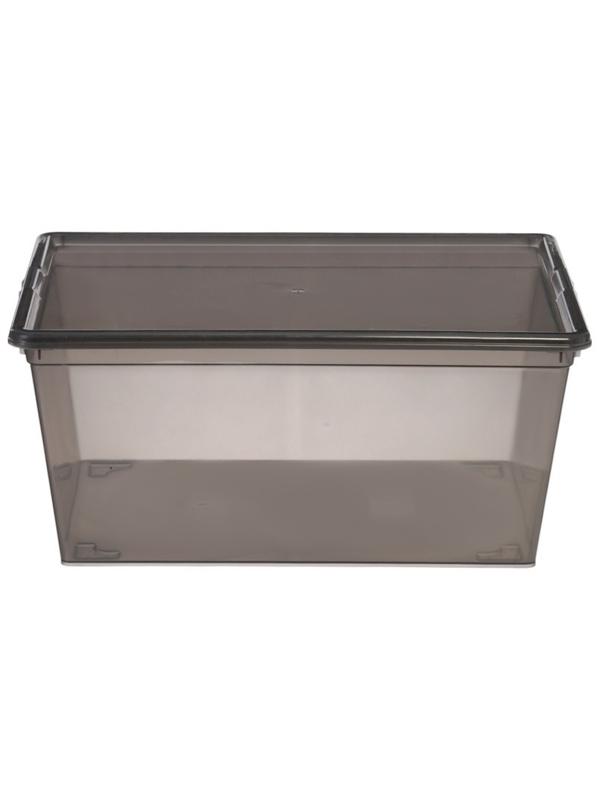 Ящик пластиковый для хранения, с крышкой, объём — 10 л, прозрачно-чёрный