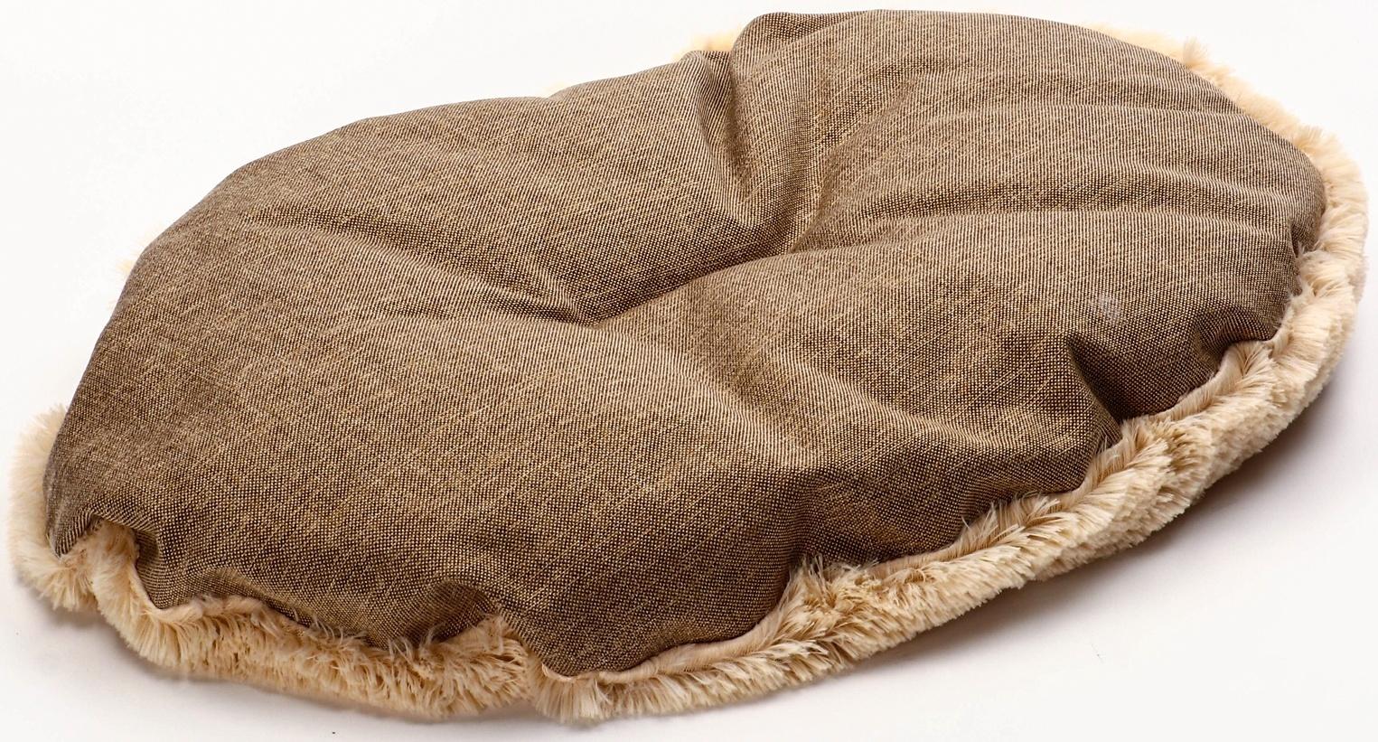 Лежанка для кошек и собак, рогожка, искусственный  мех, 65 х 50 х 20 см