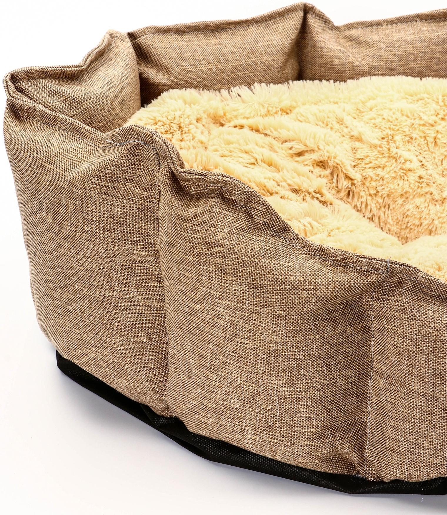 Лежанка для кошек и собак, рогожка, искусственный  мех, 65 х 50 х 20 см