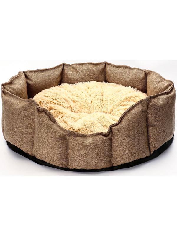 Лежанка для кошек и собак, рогожка, искусственный  мех, 65 х 50 х 20 см