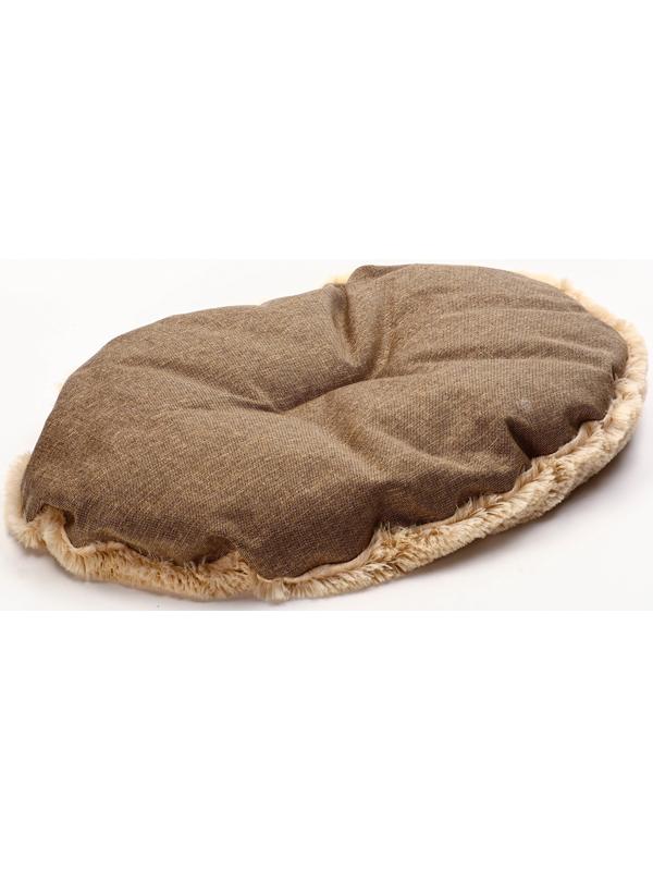 Лежанка для кошек и собак, рогожка, искусственный  мех, 65 х 50 х 20 см