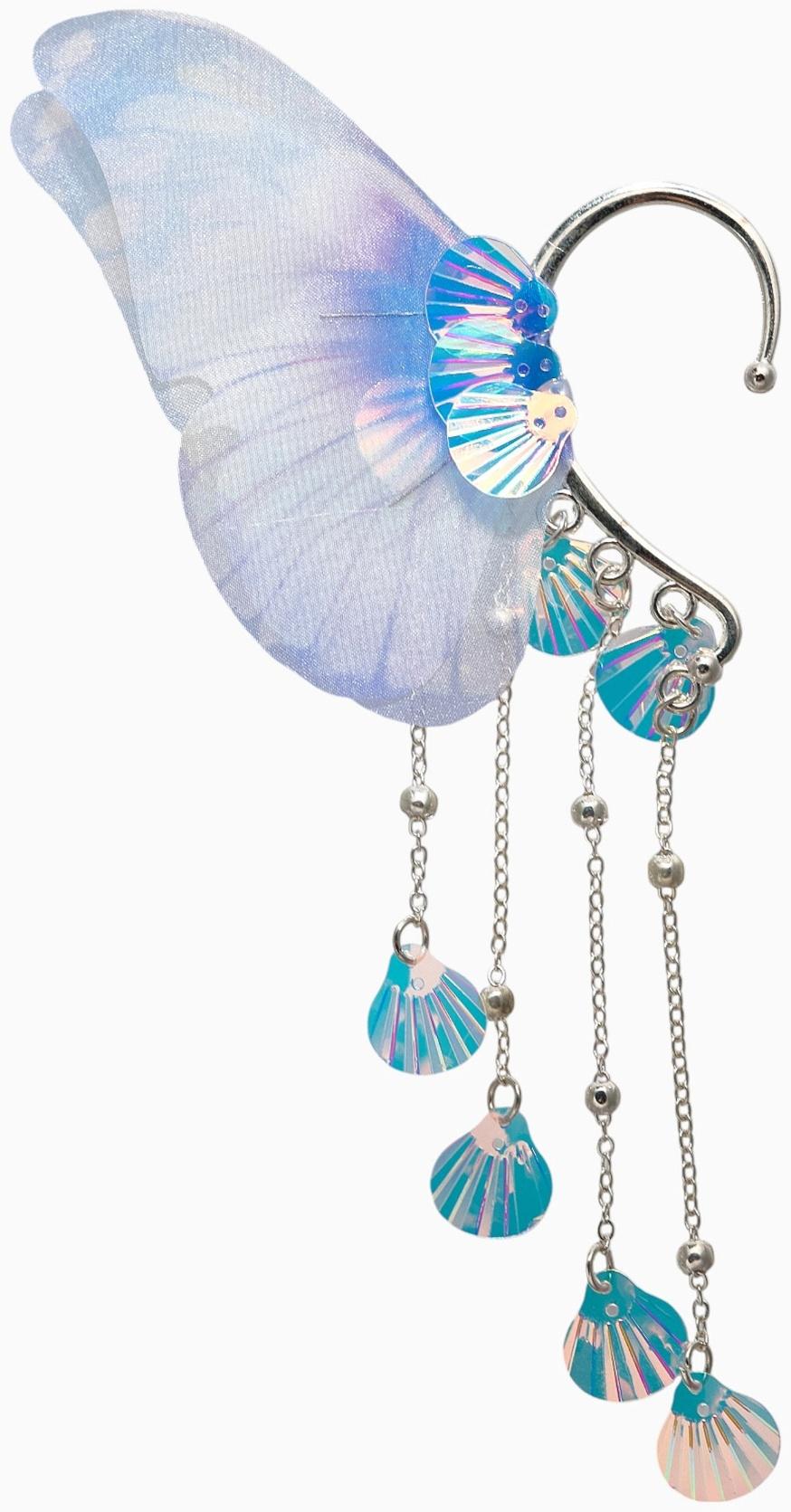 Серьги каффы детские Выбражулька «Крылья», фиолетово-голубая