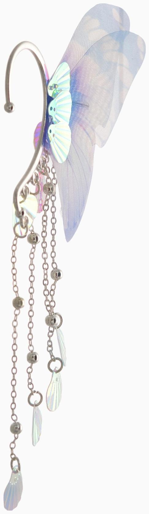 Серьги каффы детские Выбражулька «Крылья», фиолетово-голубая