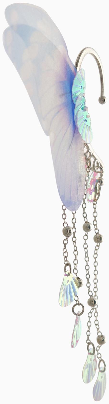 Серьги каффы детские Выбражулька «Крылья», фиолетово-голубая