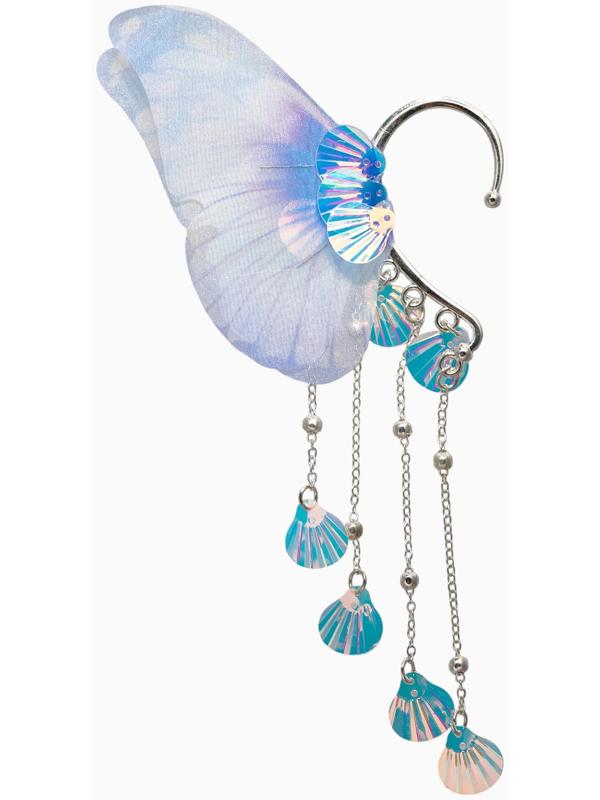 Серьги каффы детские Выбражулька «Крылья», фиолетово-голубая