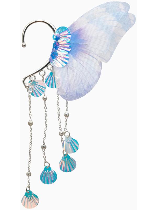 Серьги каффы детские Выбражулька «Крылья», фиолетово-голубая