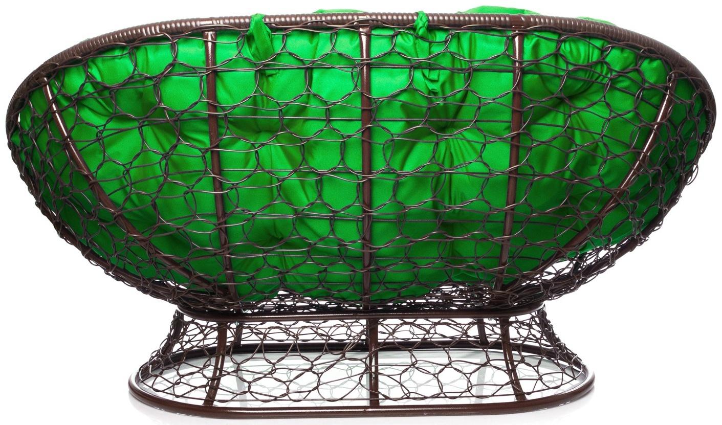 Диван «Мамасан» с искусственным ротангом, 164×104×75 см, коричневый, зелёная подушка