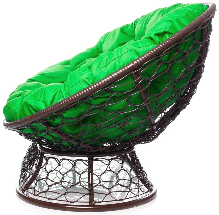 Диван «Мамасан» с искусственным ротангом, 164×104×75 см, коричневый, зелёная подушка