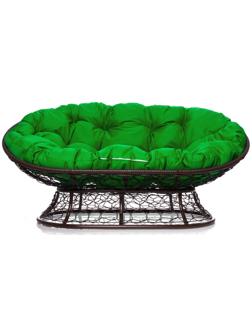 Диван «Мамасан» с искусственным ротангом, 164×104×75 см, коричневый, зелёная подушка