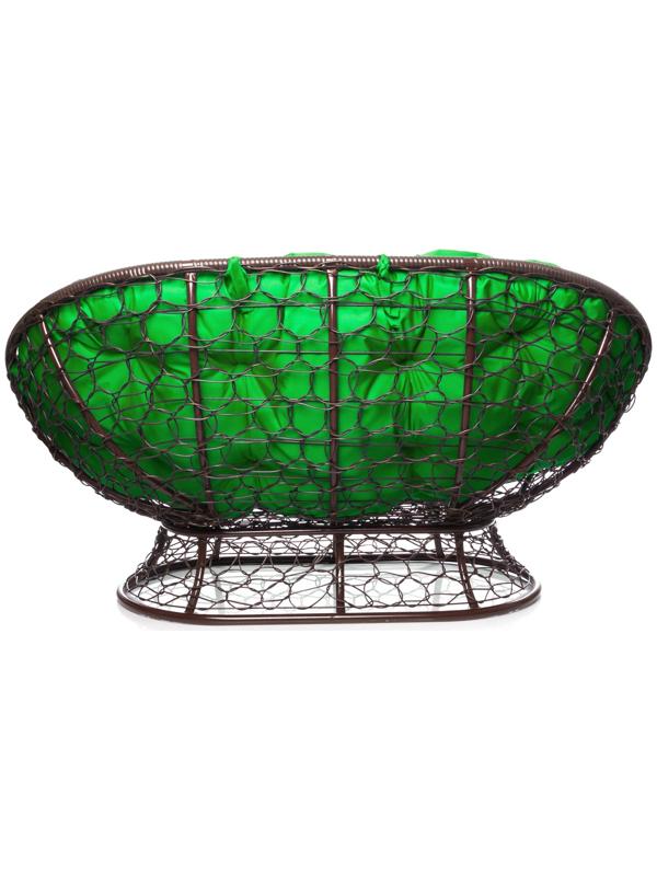 Диван «Мамасан» с искусственным ротангом, 164×104×75 см, коричневый, зелёная подушка