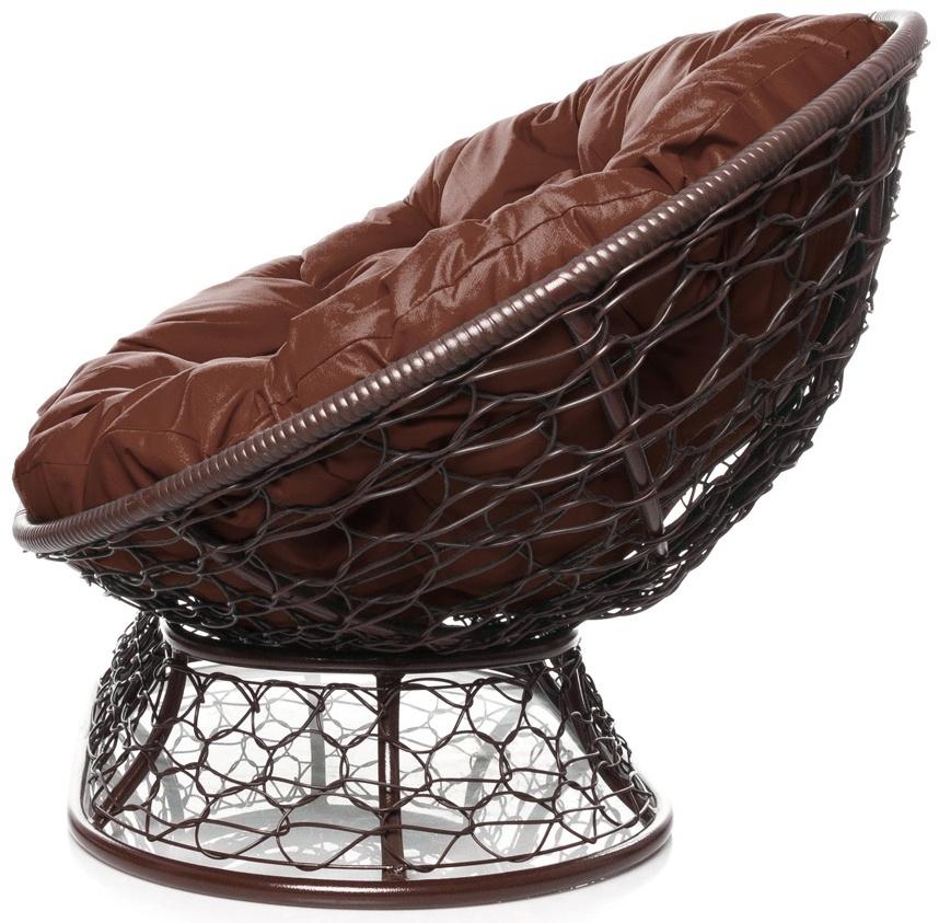 Диван «Мамасан» с искусственным ротангом, 164×104×75 см, коричневый, коричневая подушка