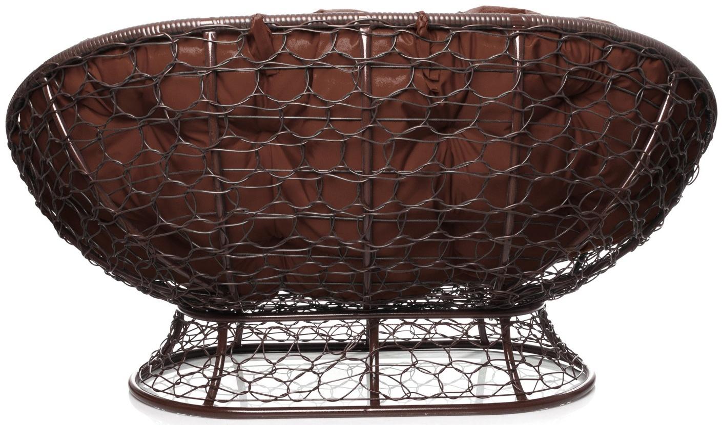 Диван «Мамасан» с искусственным ротангом, 164×104×75 см, коричневый, коричневая подушка