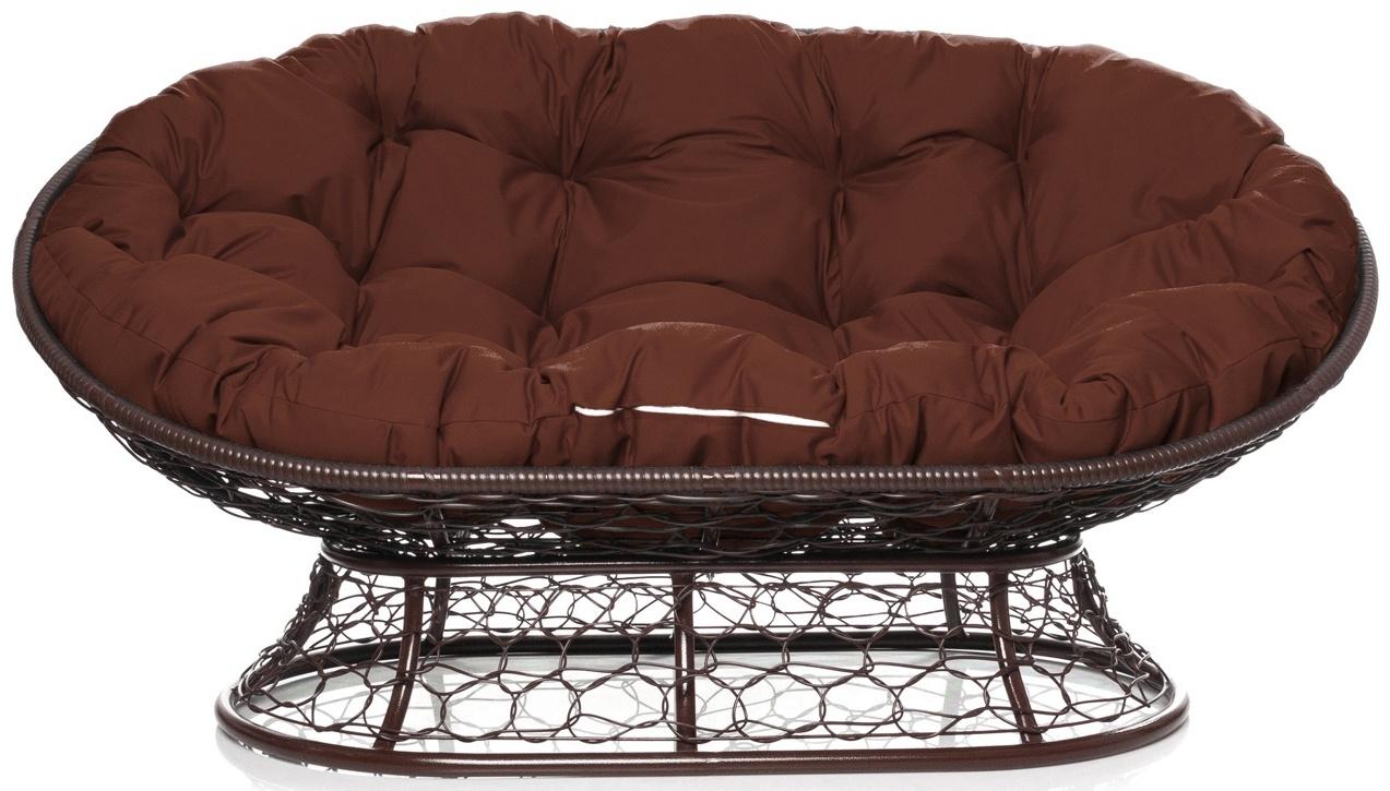 Диван «Мамасан» с искусственным ротангом, 164×104×75 см, коричневый, коричневая подушка