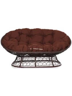 Диван «Мамасан» с искусственным ротангом, 164×104×75 см, коричневый, коричневая подушка