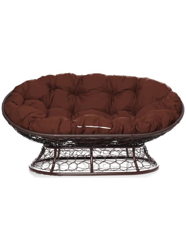 Диван «Мамасан» с искусственным ротангом, 164×104×75 см, коричневый, коричневая подушка