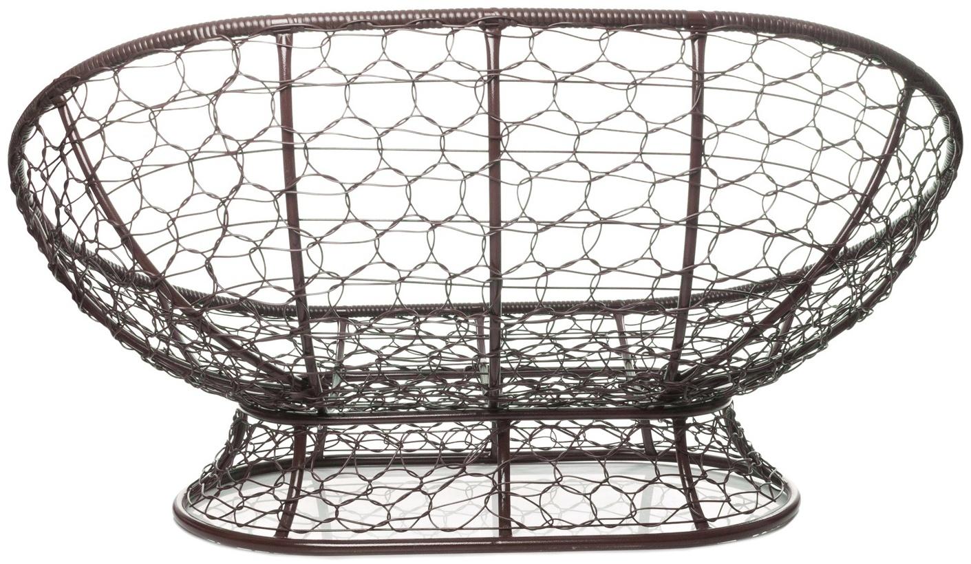 Диван «Мамасан» с искусственным ротангом, 164×104×75 см, коричневый, красная подушка