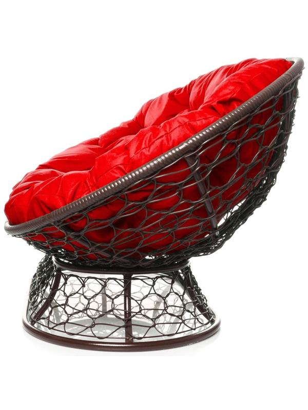 Диван «Мамасан» с искусственным ротангом, 164×104×75 см, коричневый, красная подушка