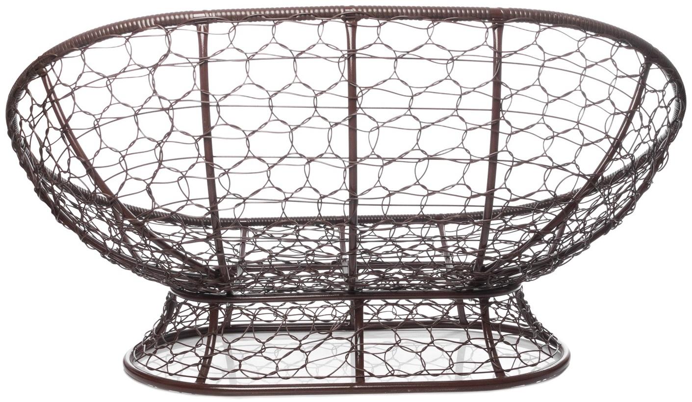 Диван «Мамасан» с искусственным ротангом, 164×104×75 см, коричневый, серая подушка