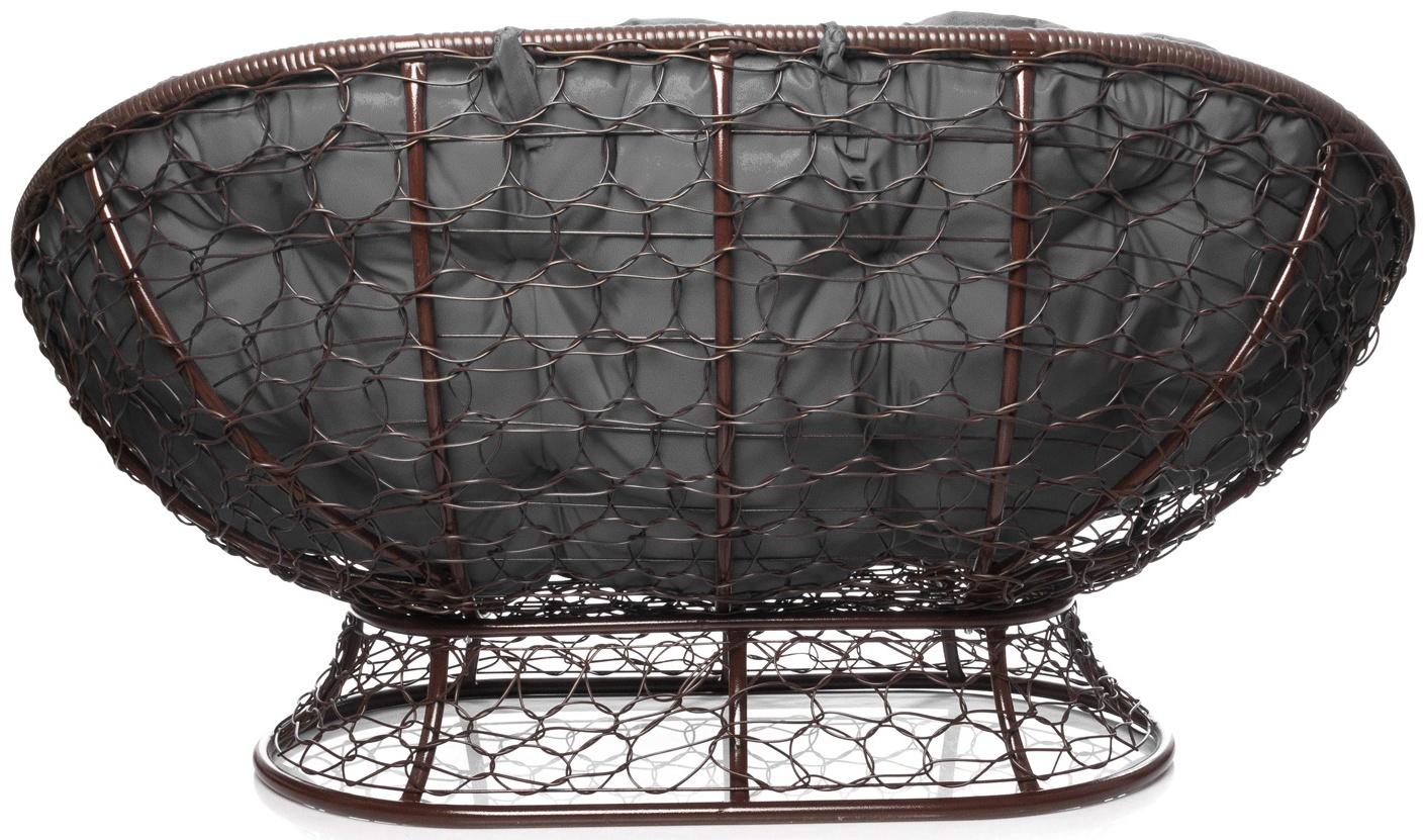 Диван «Мамасан» с искусственным ротангом, 164×104×75 см, коричневый, серая подушка