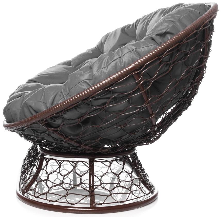 Диван «Мамасан» с искусственным ротангом, 164×104×75 см, коричневый, серая подушка