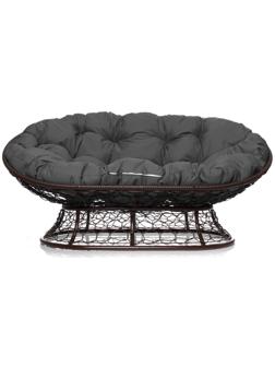 Диван «Мамасан» с искусственным ротангом, 164×104×75 см, коричневый, серая подушка