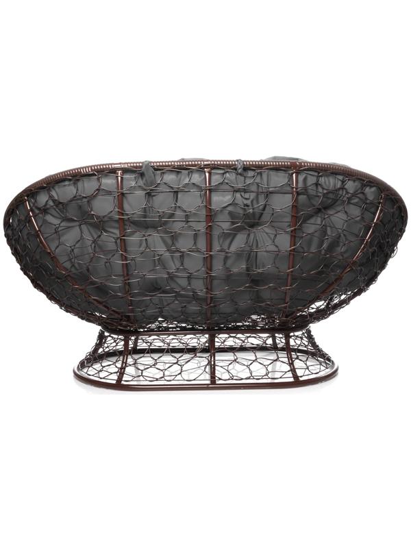 Диван «Мамасан» с искусственным ротангом, 164×104×75 см, коричневый, серая подушка