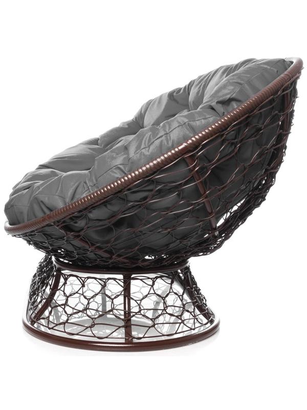 Диван «Мамасан» с искусственным ротангом, 164×104×75 см, коричневый, серая подушка