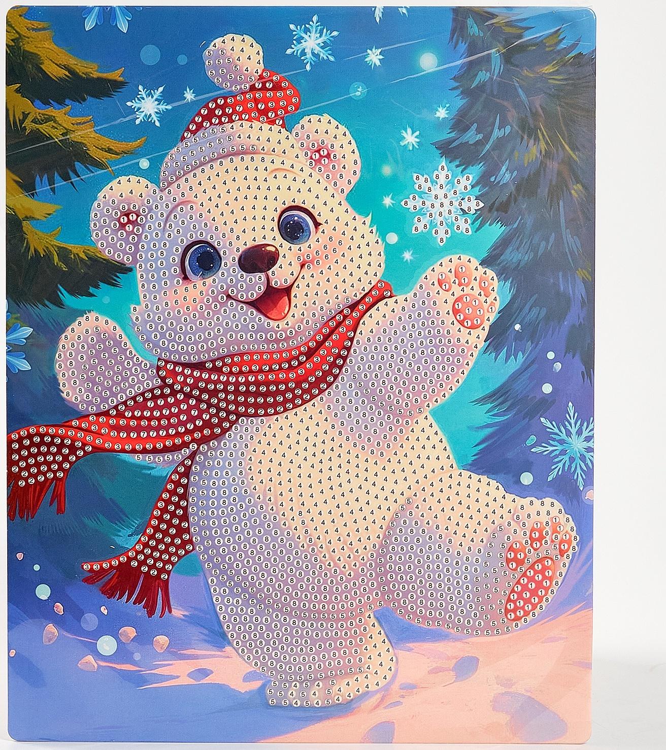 Алмазная вышивка с частичным заполнением «Медвежонок» 20×25 см