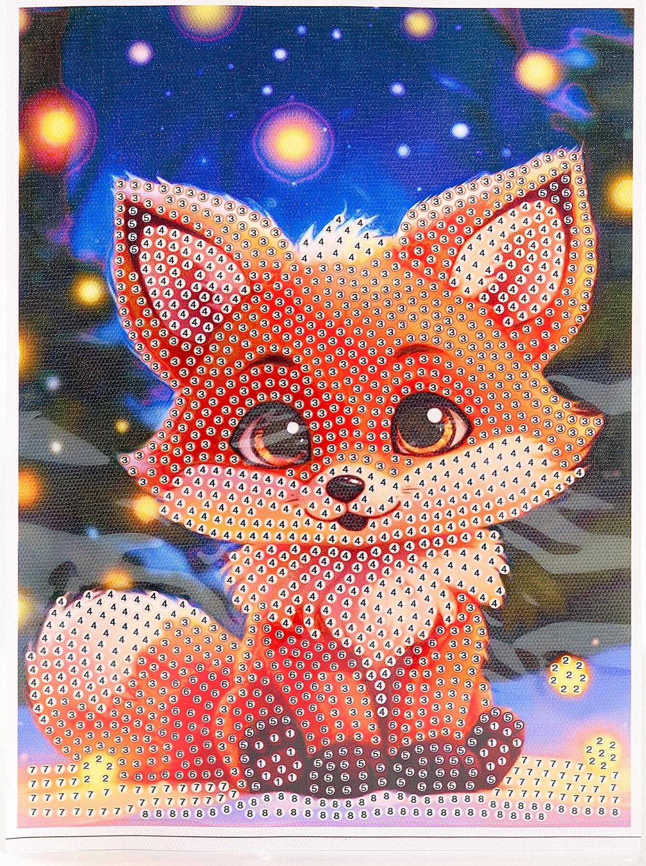 Алмазная вышивка с частичным заполнением «Лисичка» 15×21, холст