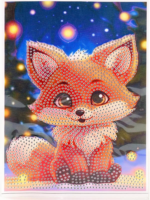 Алмазная вышивка с частичным заполнением «Лисичка» 15×21, холст