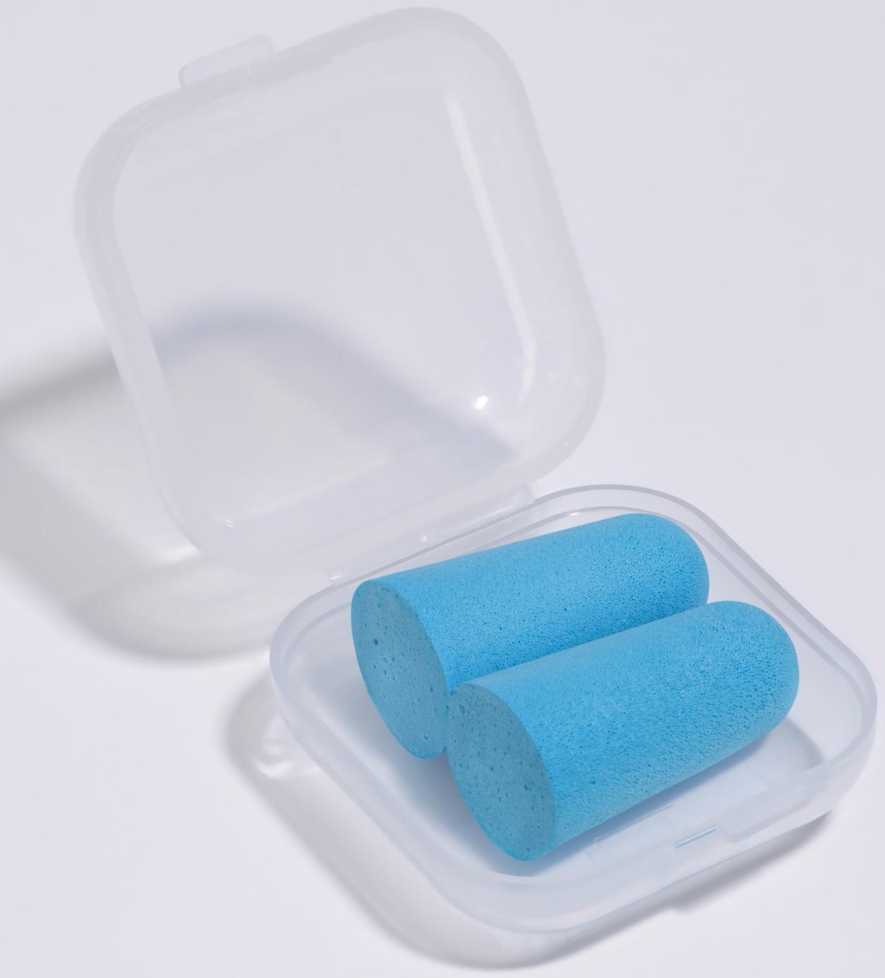 Беруши, 2.5×1 см, набор - 10 пар, в футляре, голубые