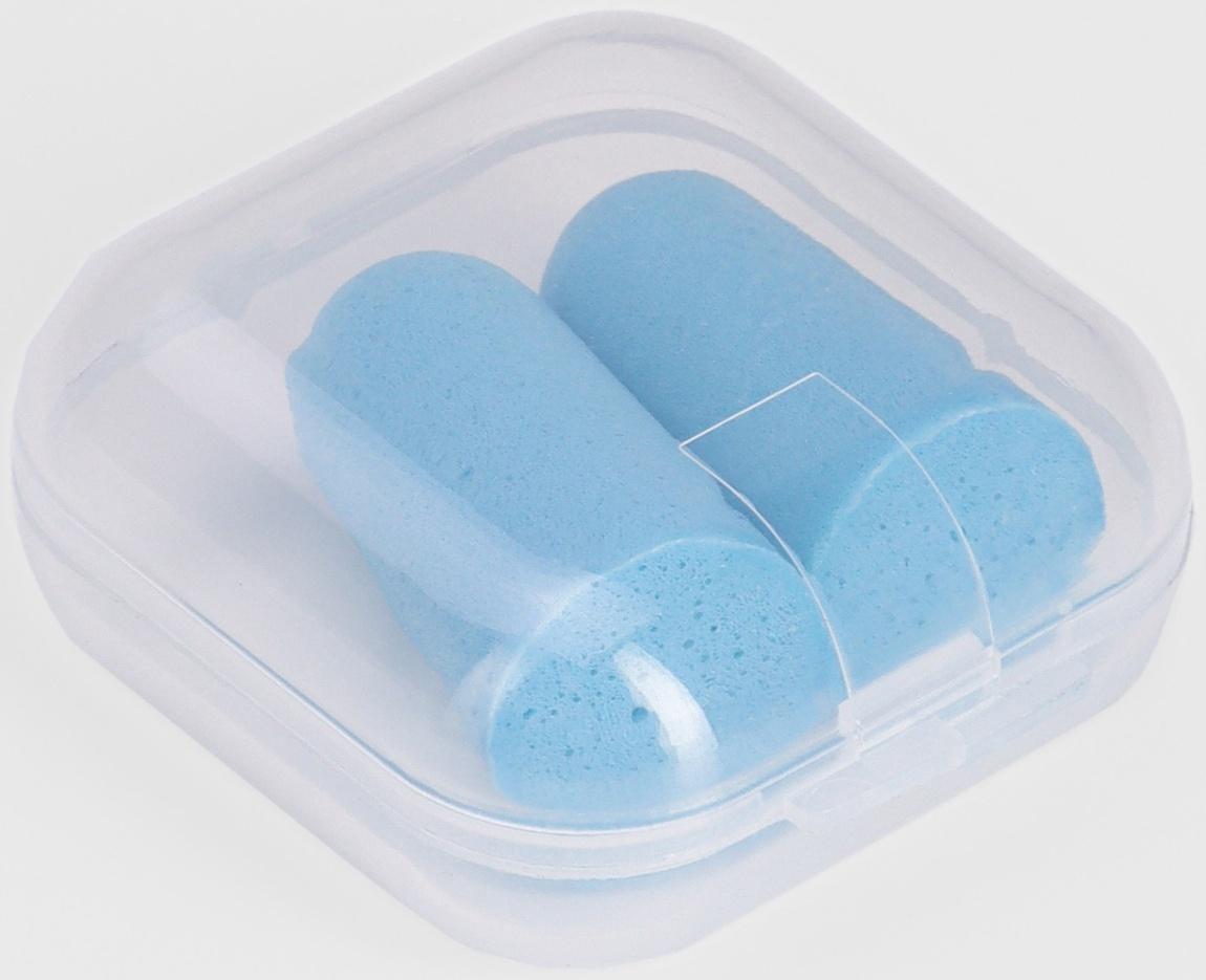 Беруши, 2.5×1 см, набор - 10 пар, в футляре, голубые