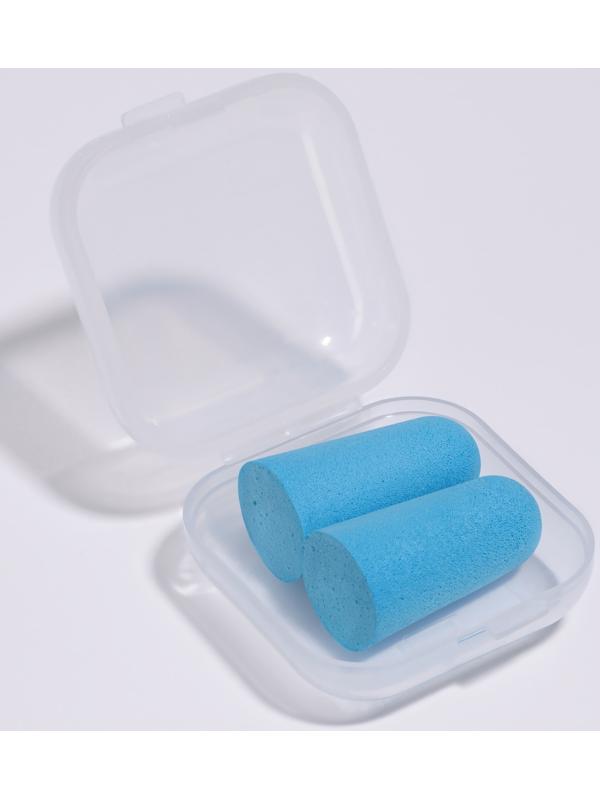 Беруши, 2.5×1 см, набор - 10 пар, в футляре, голубые