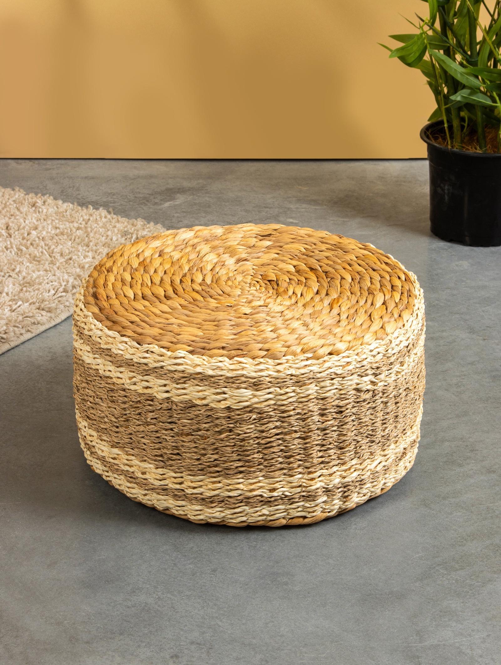 Пуфик, 40×40×20 см, водный гиацинт, сиграсс