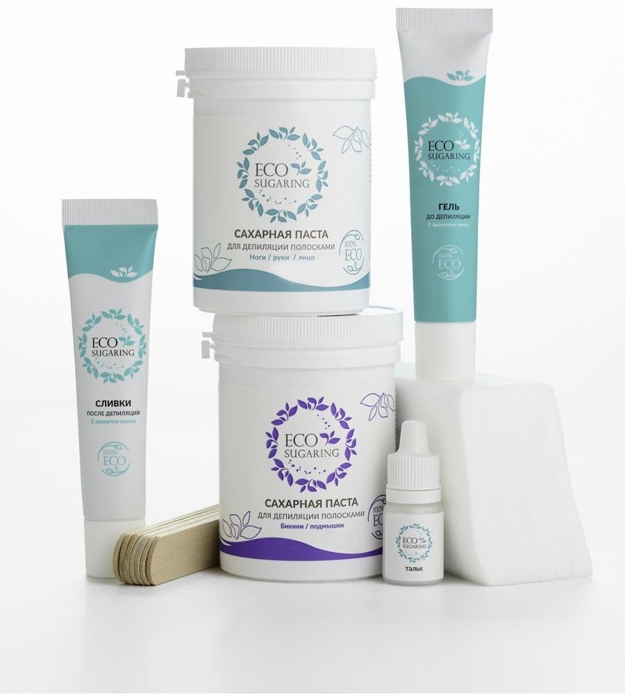 Набор для депиляции: Сахарная паста 250 г х2 , полоски, шпатели, гель до и после депиляции