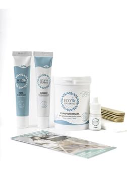 Набор для депиляции: Сахараная паста мягкая 250 г, шпатели 5 шт., полоски 33 шт., гель до и сливки после 30 мл, тальк 5 мл