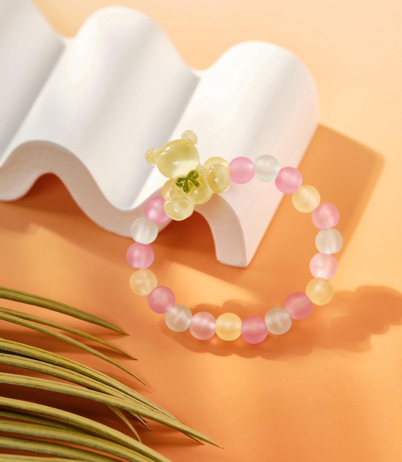 Браслет детский Выбражулька «Мишка», d=6 см. бусины, разноцветный