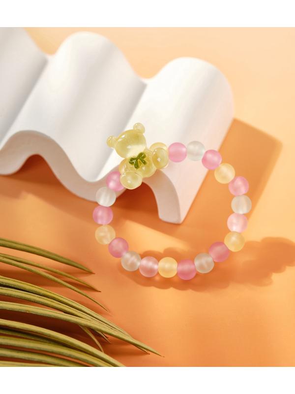 Браслет детский Выбражулька «Мишка», d=6 см. бусины, разноцветный