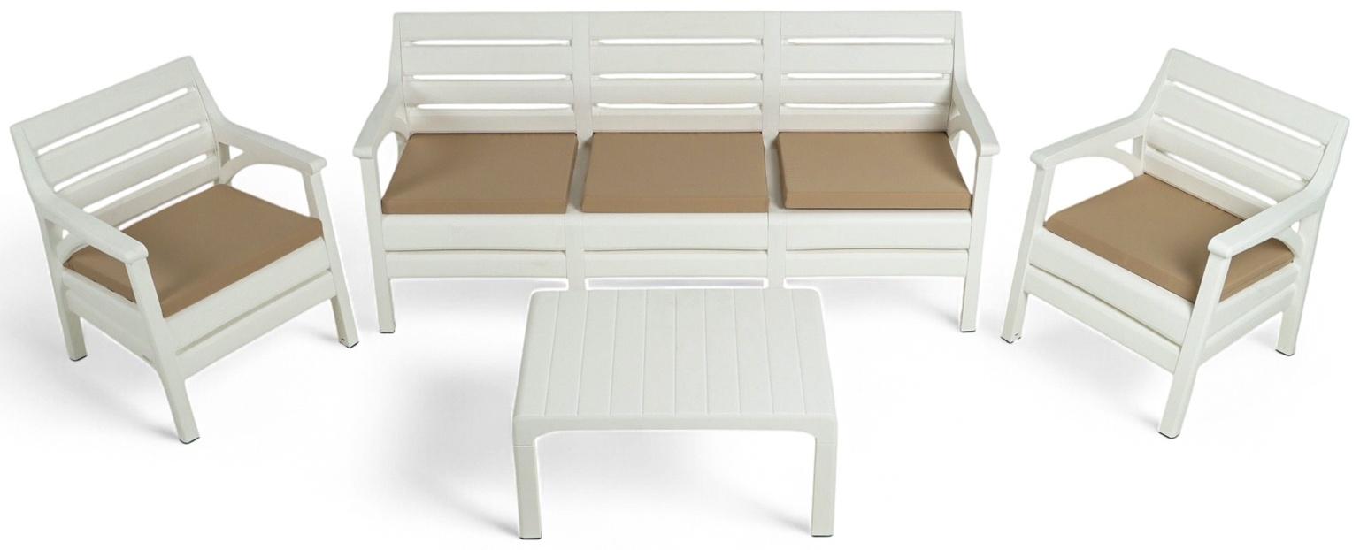 Набор садовой мебели «Евпатория»: 2 кресла 66×65×79 см, стол 79×55×38 см, диван 190×65×79 см, белый