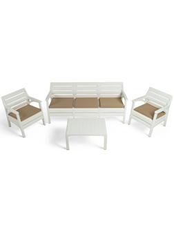 Набор садовой мебели «Евпатория»: 2 кресла 66×65×79 см, стол 79×55×38 см, диван 190×65×79 см, белый