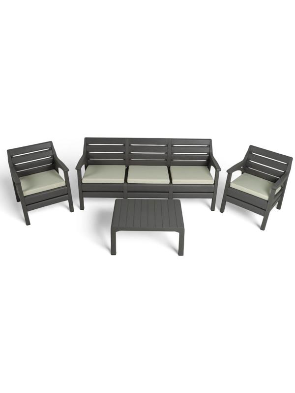 Набор садовой мебели «Евпатория»: 2 кресла 66×65×79 см, стол 79×55×38 см, диван 190×65×79 см, серый