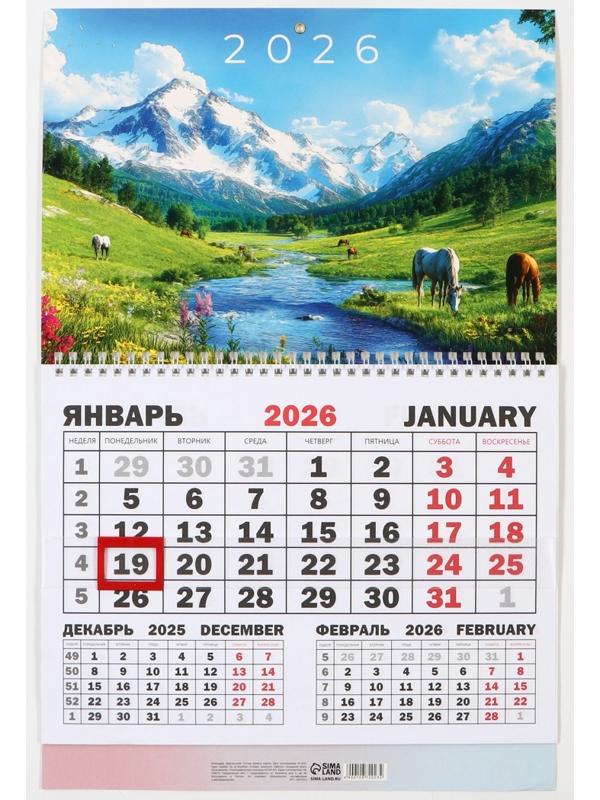Календарь настенный квартальный 2026 «Пейзаж», 30×46 см