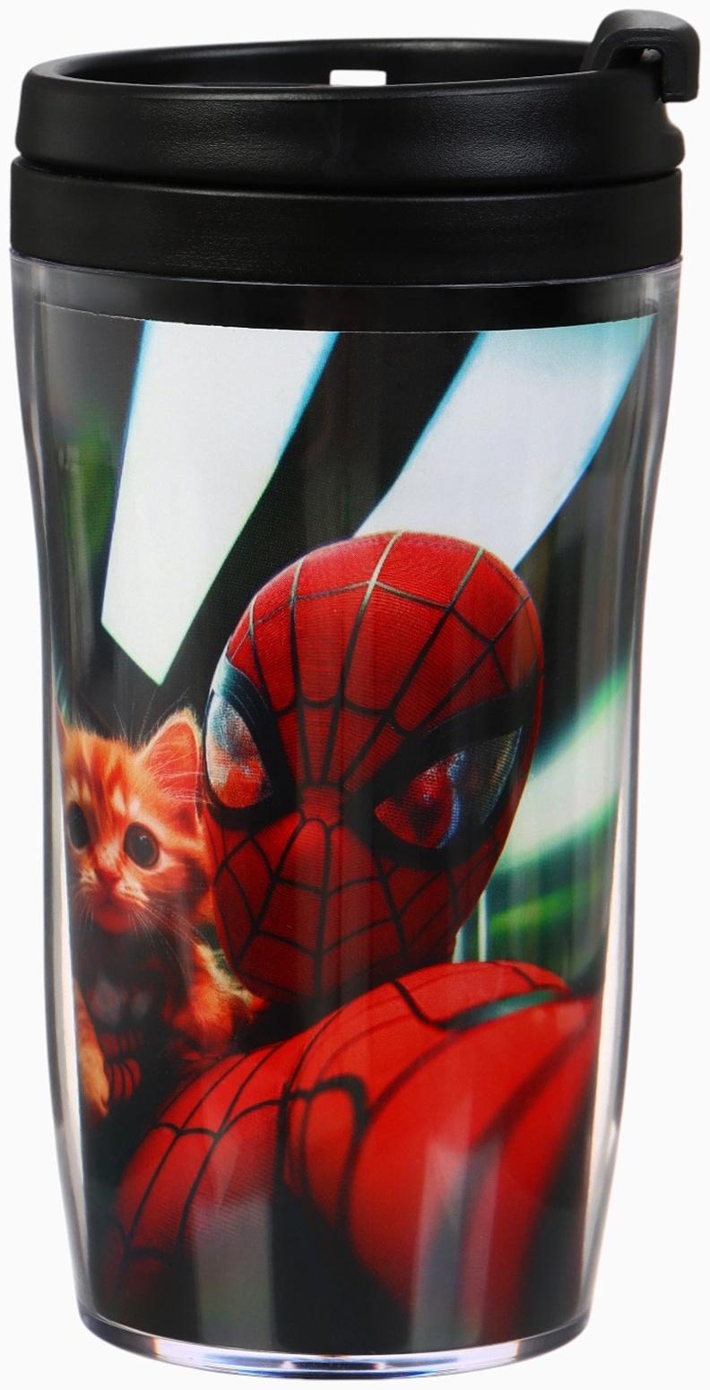 Термостакан детский со вставкой «Человек паук с котиком», 250 мл