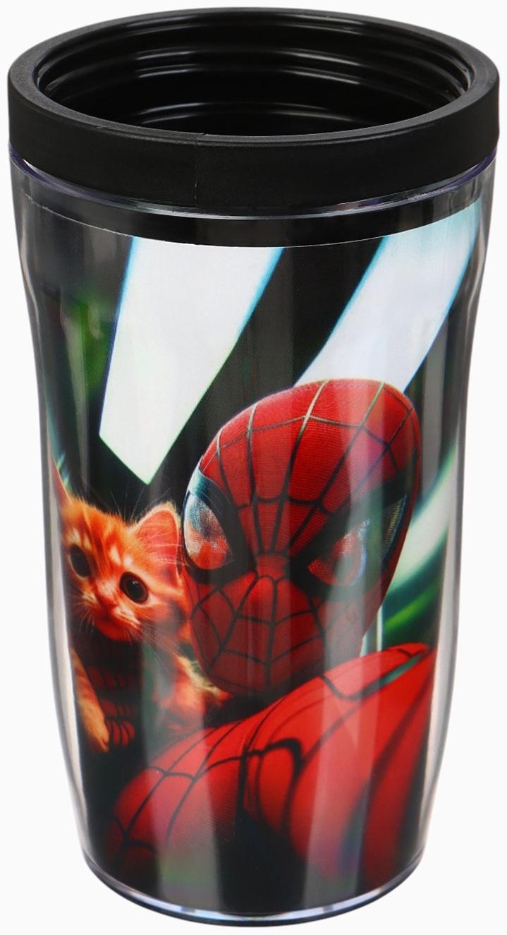 Термостакан детский со вставкой «Человек паук с котиком», 250 мл