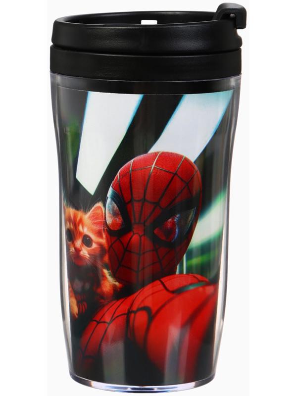Термостакан детский со вставкой «Человек паук с котиком», 250 мл
