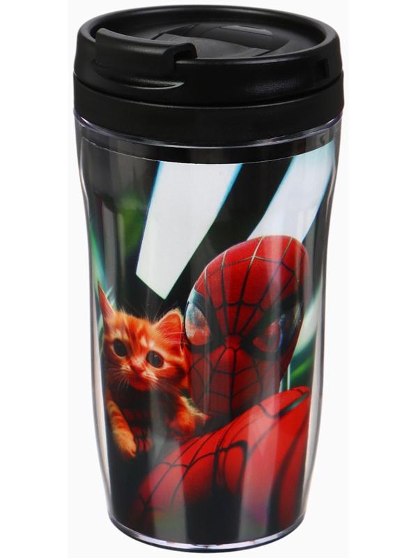 Термостакан детский со вставкой «Человек паук с котиком», 250 мл