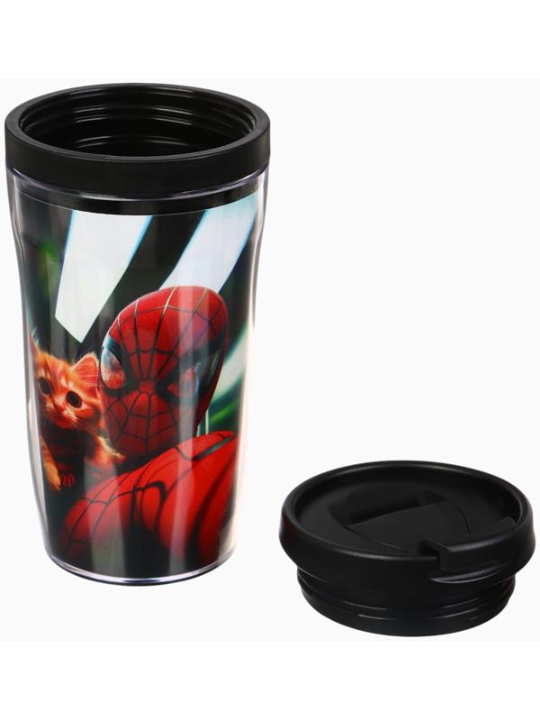Термостакан детский со вставкой «Человек паук с котиком», 250 мл