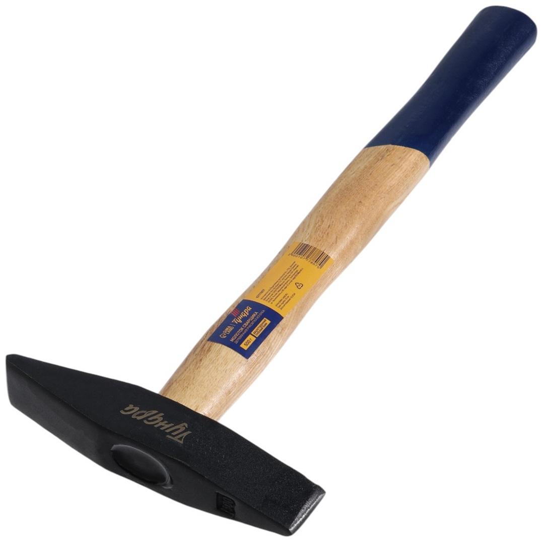 Молоток сварщика ТУНДРА, двухсторонний плоский боек, деревянная рукоятка из бука, 500 г